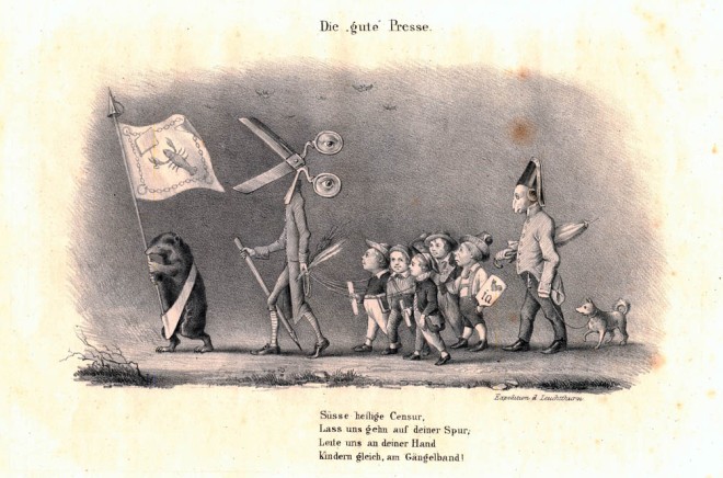 Karikatur aus dem 19.Jahrhundert zeigt die "gute Presse". 